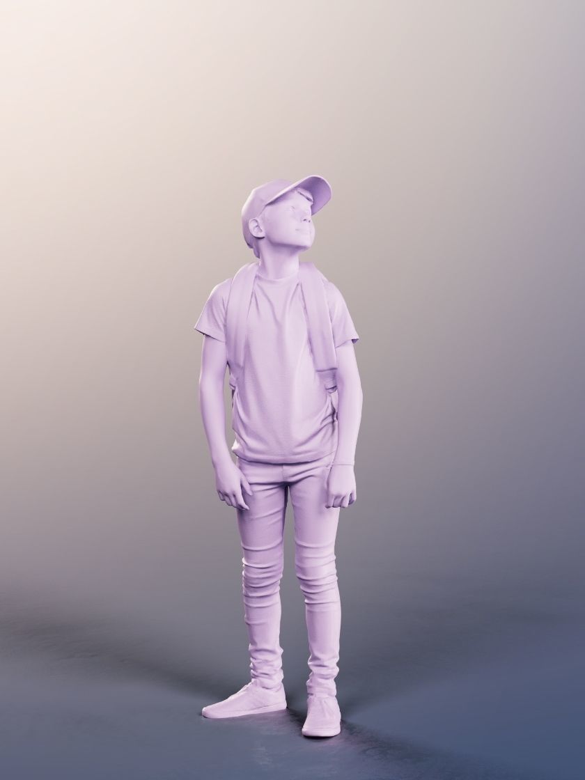 Manuel 12351 - Boy Standing With Backpack Low-poly 3D model_4
