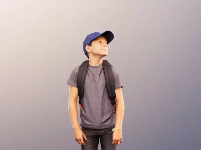 Manuel 12351 - Boy Standing With Backpack Low-poly 3D model_0