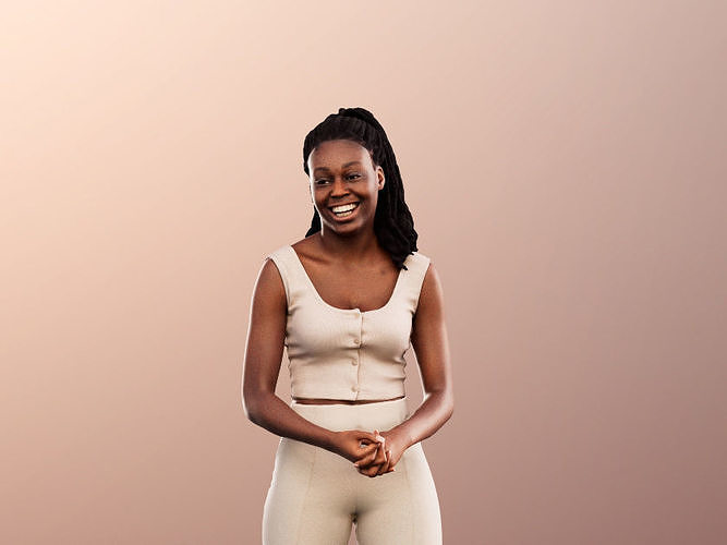 Serina 12274 - Standing Black Woman Laughing Low-poly 3D model