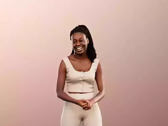 Serina 12274 - Standing Black Woman Laughing Low-poly 3D model