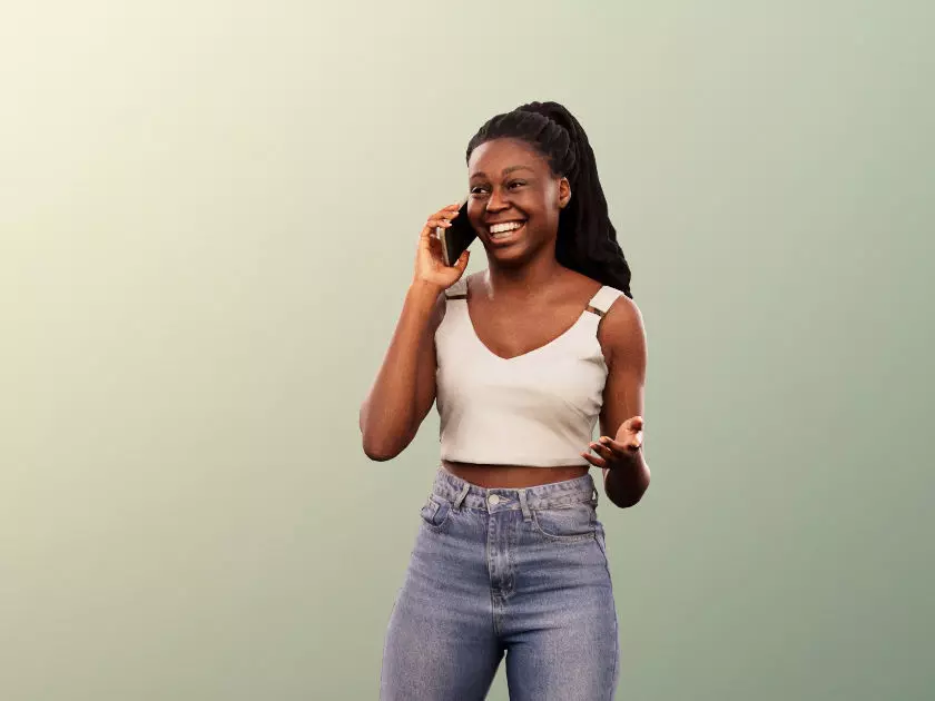 Serina 12270 - Black Woman Walking Phone Call Low-poly 3D model_0