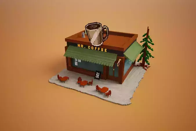 Voxel Coffee Shop 