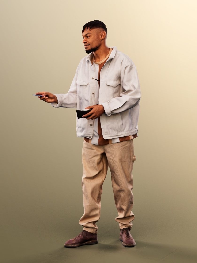 Blake 12248 - Black Man Paying With Purse Low-poly 3D model_3