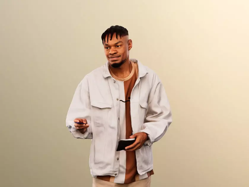 Blake 12248 - Black Man Paying With Purse Low-poly 3D model_0