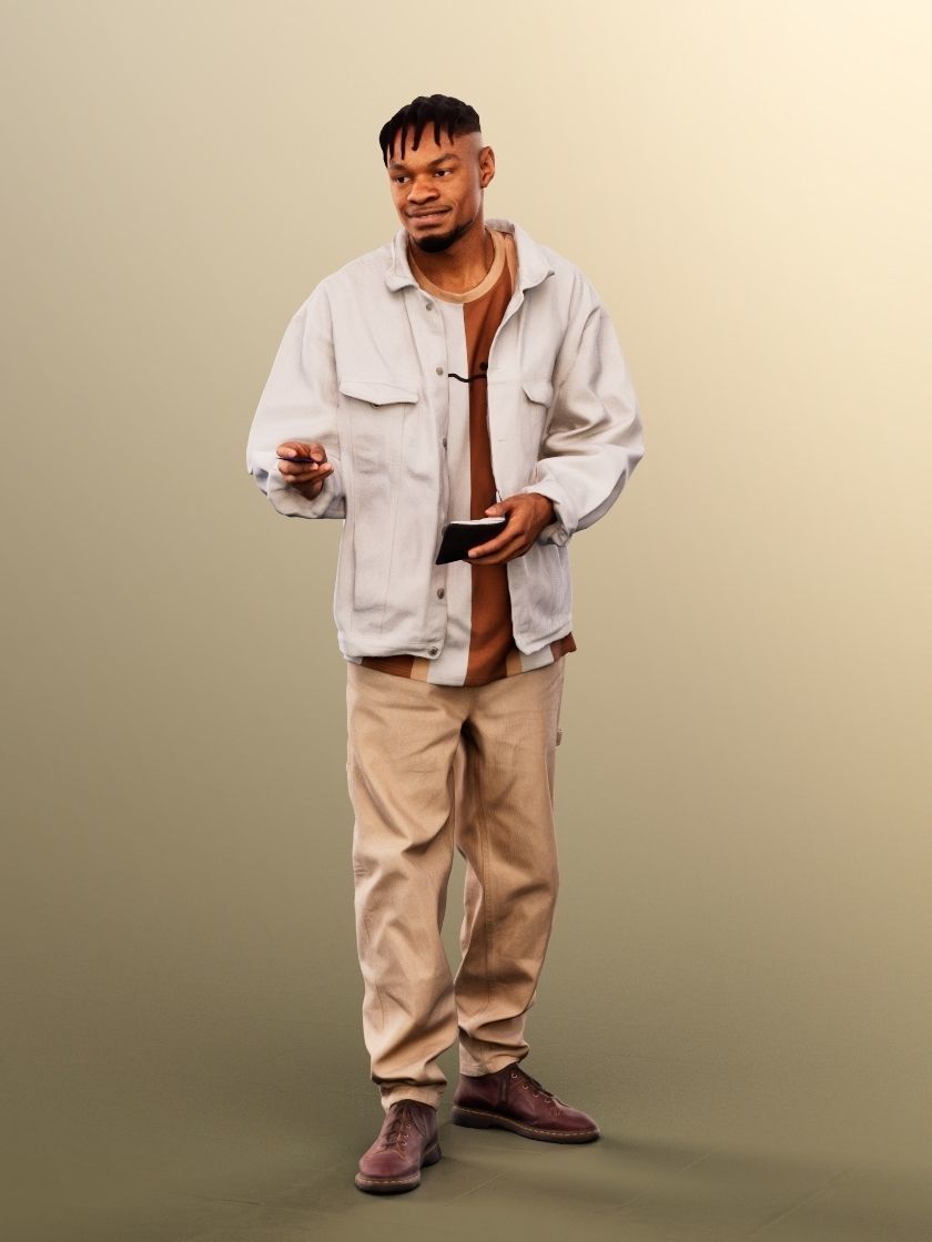 Blake 12248 - Black Man Paying With Purse Low-poly 3D model_2