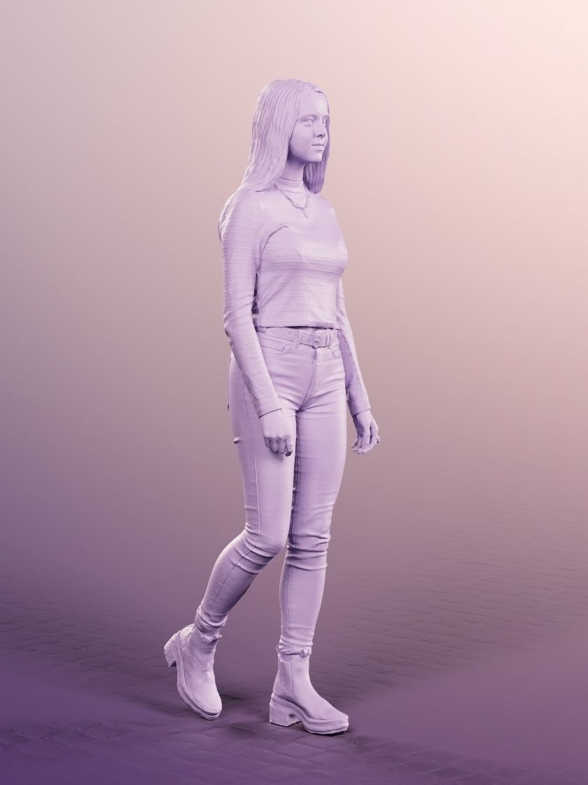 Malina 12096 - Young Casual Woman Walking  Low-poly 3D model_5