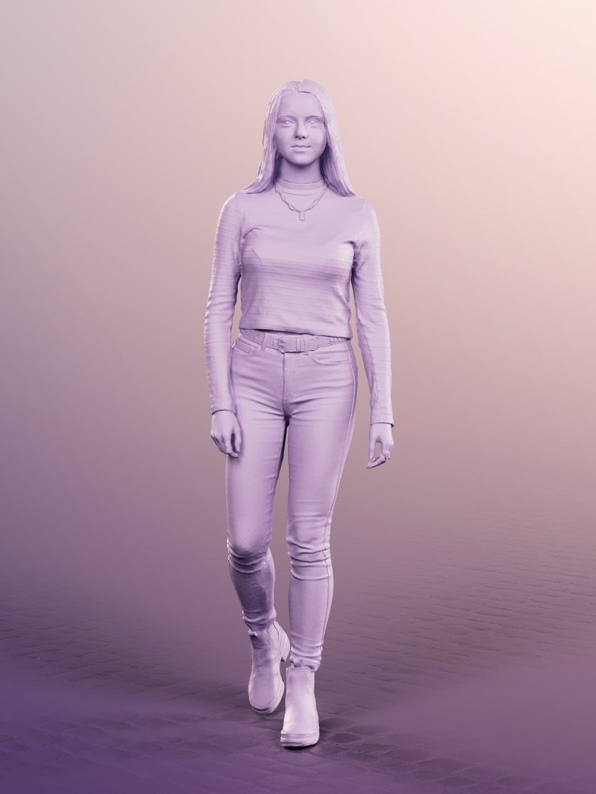 Malina 12096 - Young Casual Woman Walking  Low-poly 3D model_4