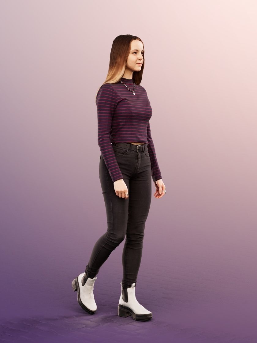 Malina 12096 - Young Casual Woman Walking  Low-poly 3D model_3