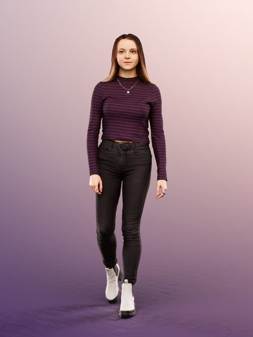 Malina 12096 - Young Casual Woman Walking  Low-poly 3D model_2