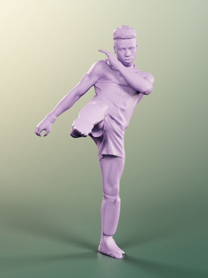 Kendal 12075 - Black Man Kick Boxing Low-poly 3D model_5