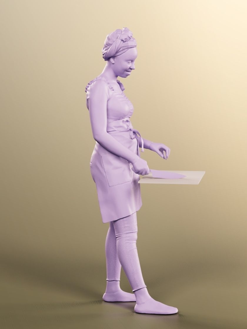 Rae 12046 - Black Woman Cooking Low-poly 3D model_5