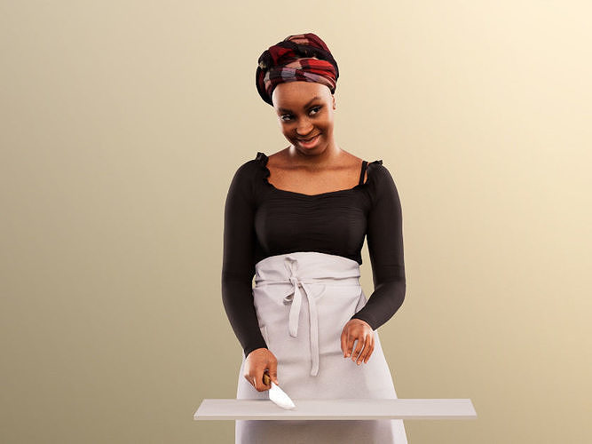 Rae 12046 - Black Woman Cooking  Low-poly 3D model