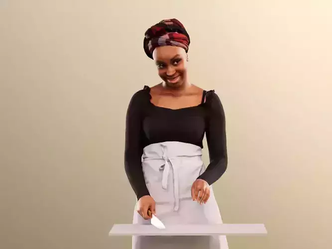 Rae 12046 - Black Woman Cooking Low-poly 3D model Rae 12046 - Black Woman Cooking Low-poly 3D model