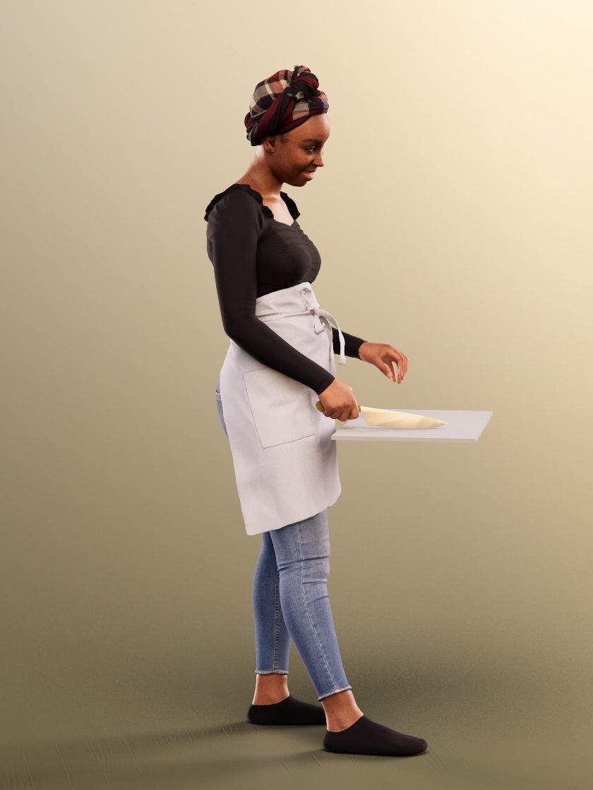 Rae 12046 - Black Woman Cooking Low-poly 3D model_3