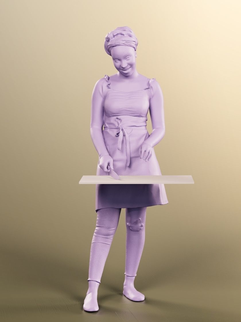 Rae 12046 - Black Woman Cooking Low-poly 3D model_4
