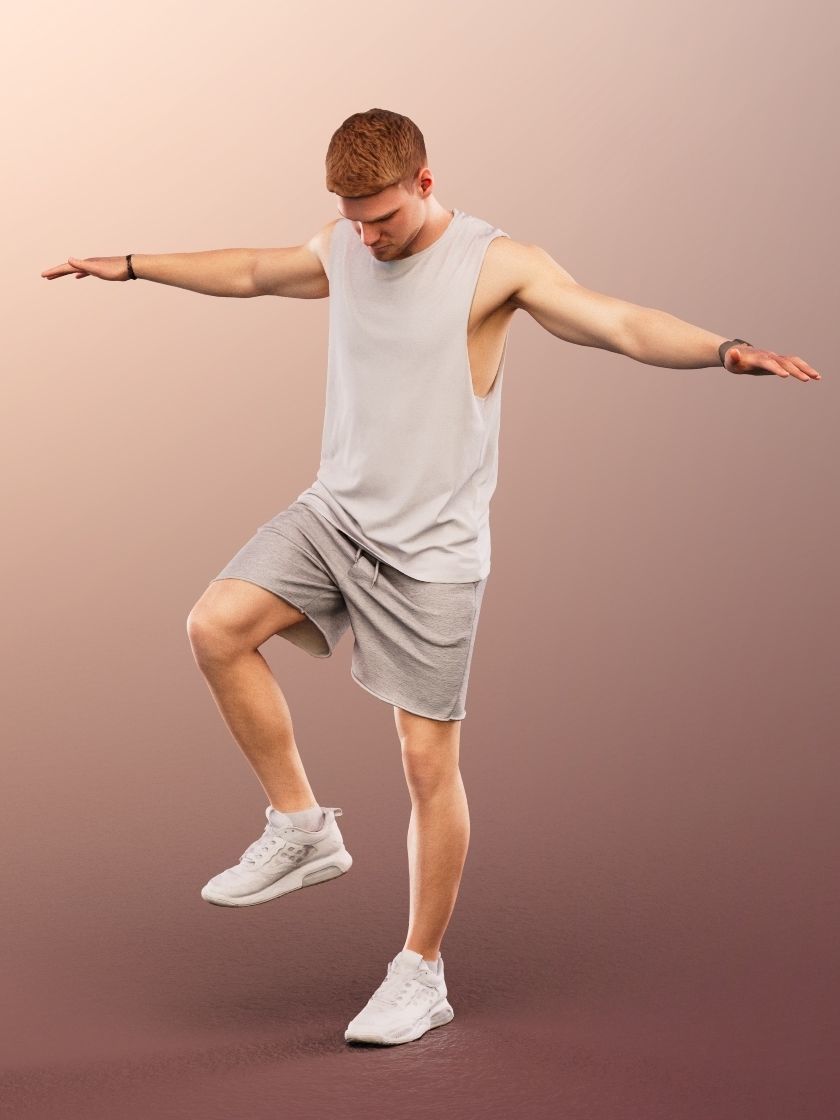 Scott 11991 - Athletic Man Making Sport  Low-poly 3D model_2