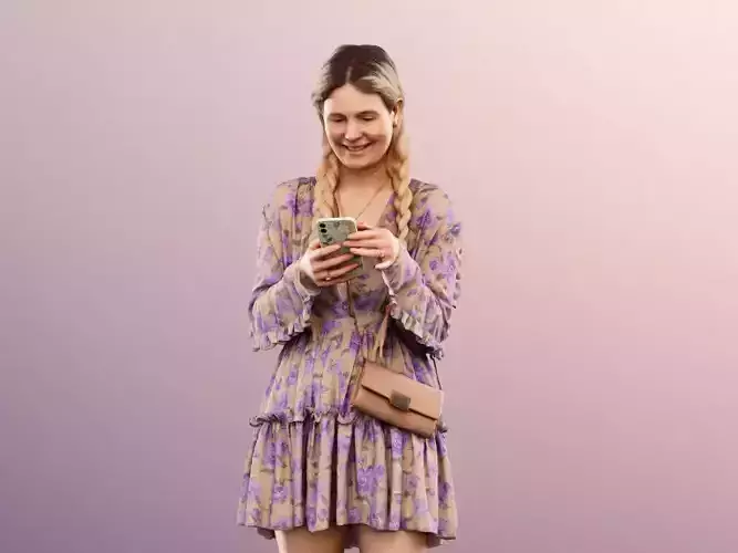 Kate 11863 - Standing Woman Checking Phone Low-poly 3D model