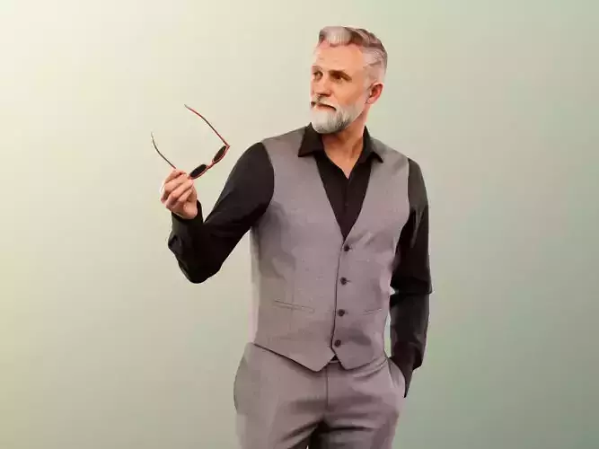 Alex 11843 - Elegant Man Walking Pointing With Sunglasses 