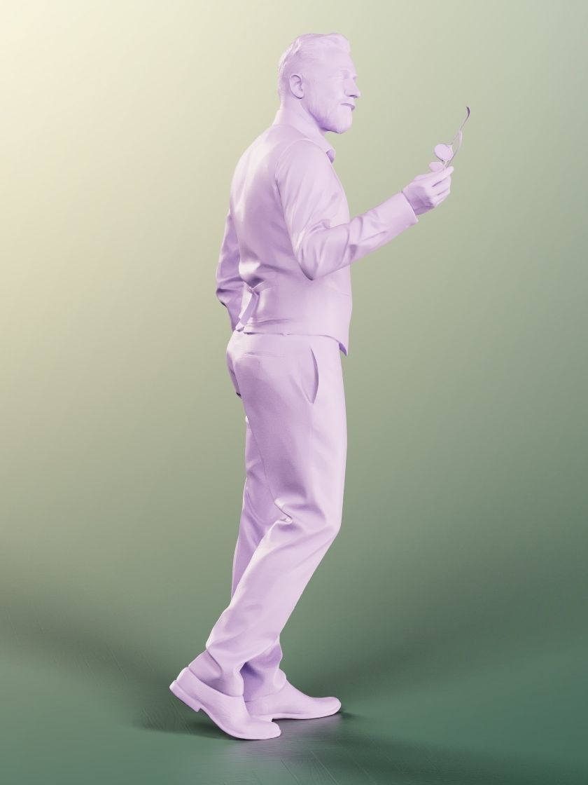 Alex 11843 - Elegant Man Walking Pointing With Sunglasses  Low-poly 3D model_5