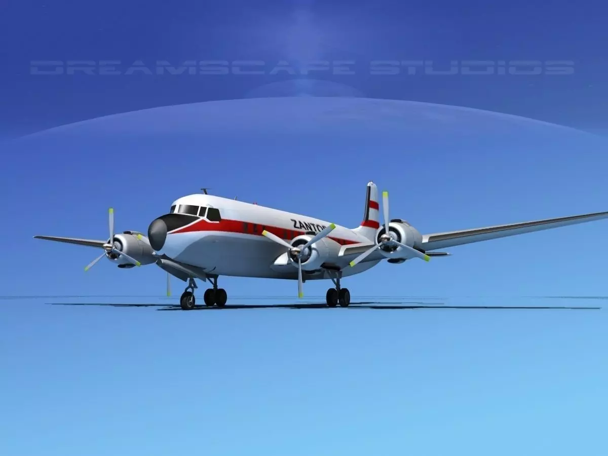 Douglas DC-7B Zantop 3D model_0