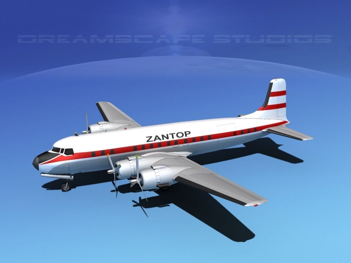 Douglas DC-7B Zantop 3D model_9
