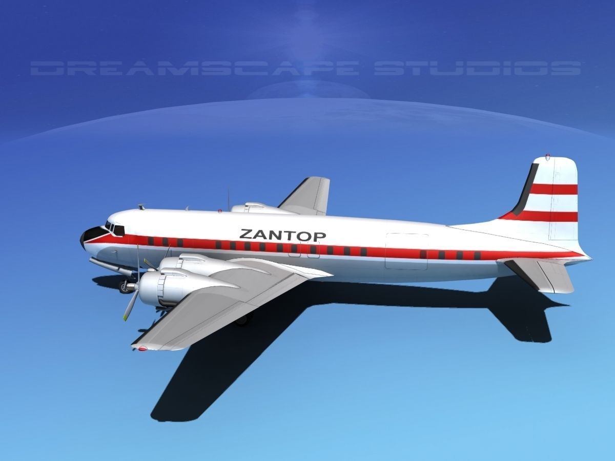 Douglas DC-7B Zantop 3D model_8
