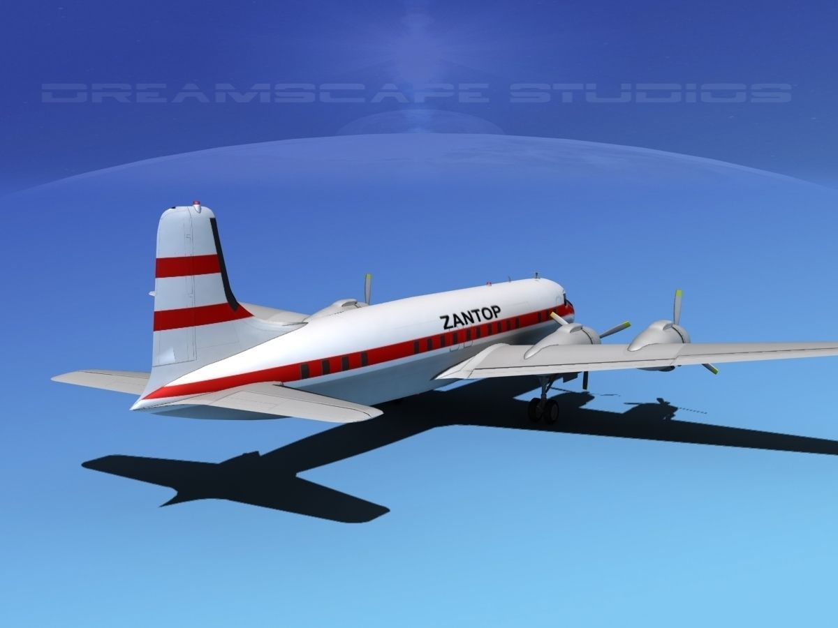 Douglas DC-7B Zantop 3D model_5