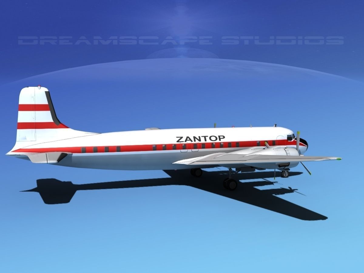 Douglas DC-7B Zantop 3D model_4
