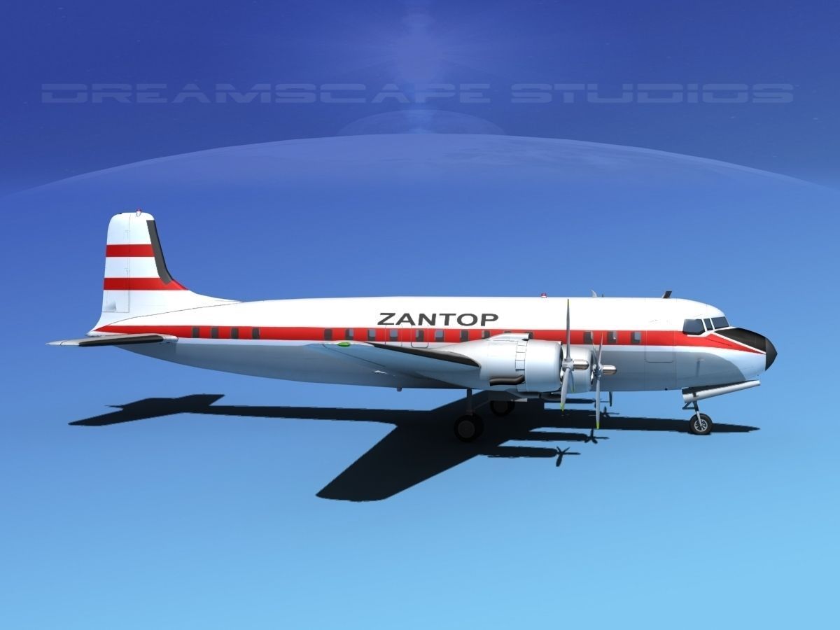 Douglas DC-7B Zantop 3D model_3