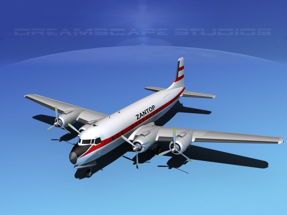 Douglas DC-7B Zantop 3D model_10