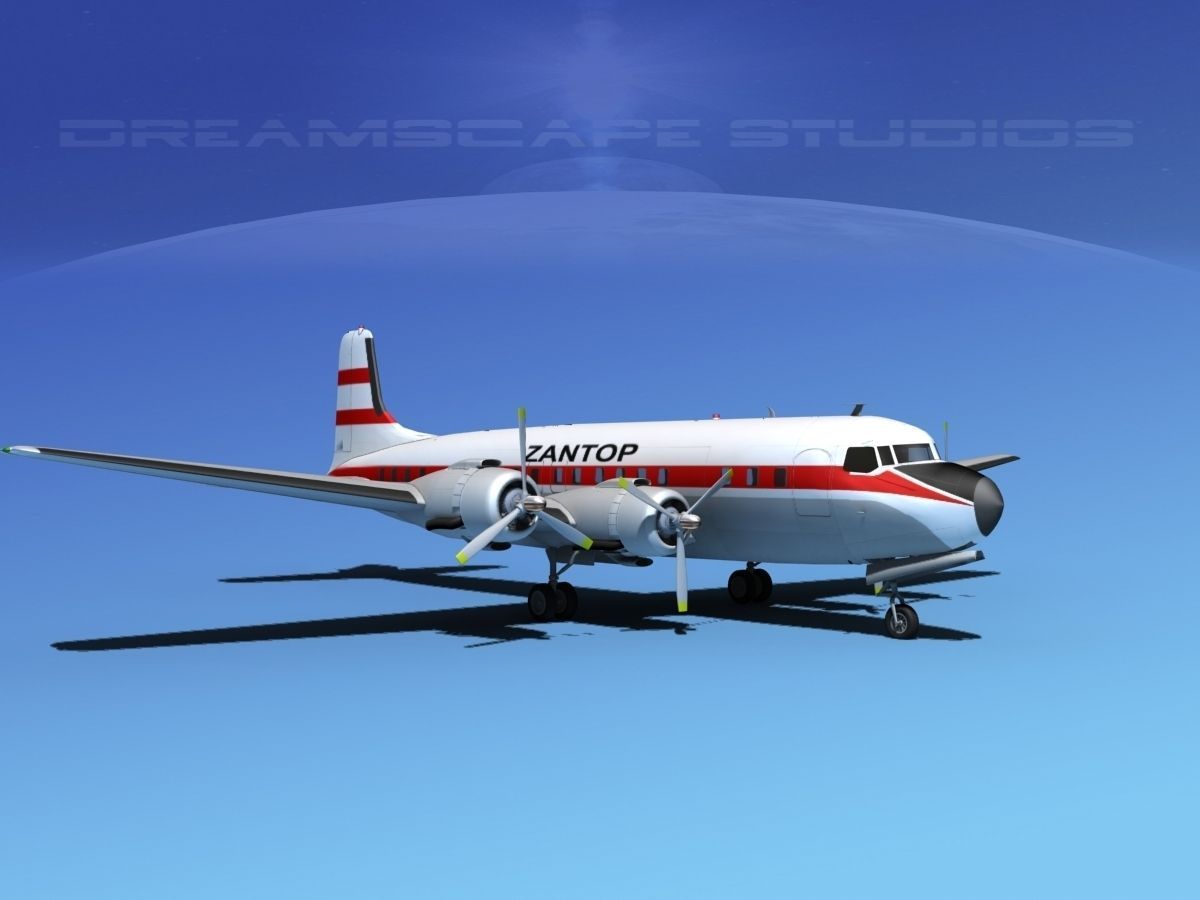 Douglas DC-7B Zantop 3D model_2