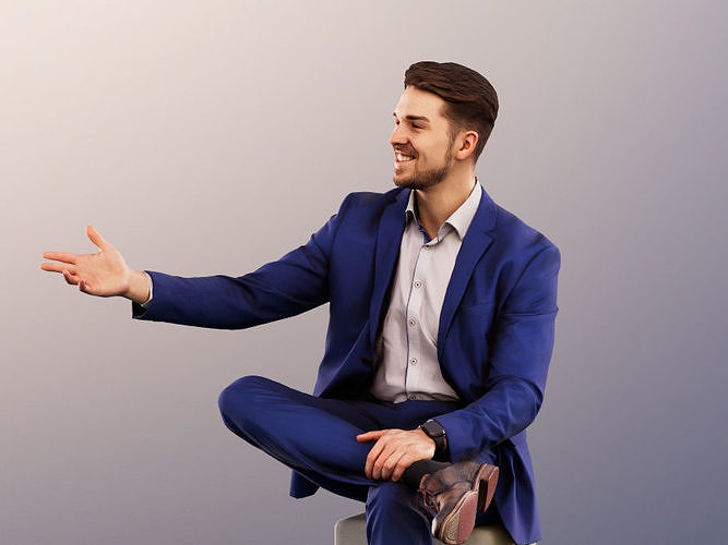 Kilian 11586 - Business Man Sitting And Talking  Low-poly 3D model