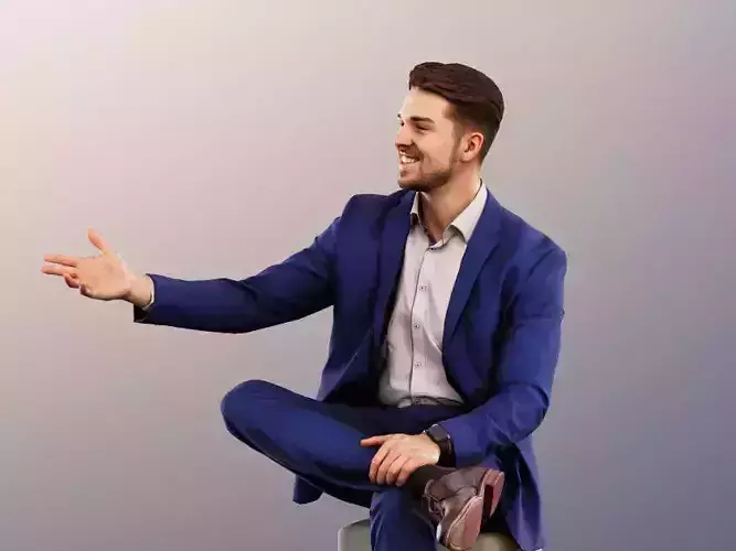 Kilian 11586 - Business Man Sitting And Talking  Low-poly 3D model