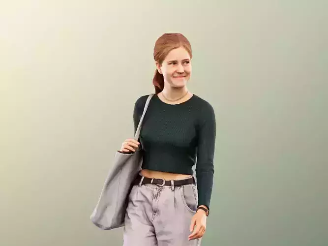 Nele 11470 - Casual Woman Walking With Bag 