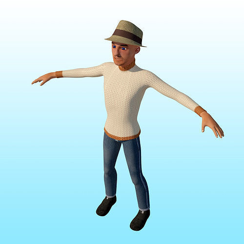 Male cartoon character Low-poly 3D model