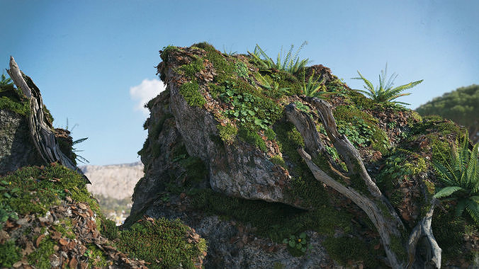 Moss Biome Ground Scatter - 3D AssetKit PBR Low-poly 3D model 3