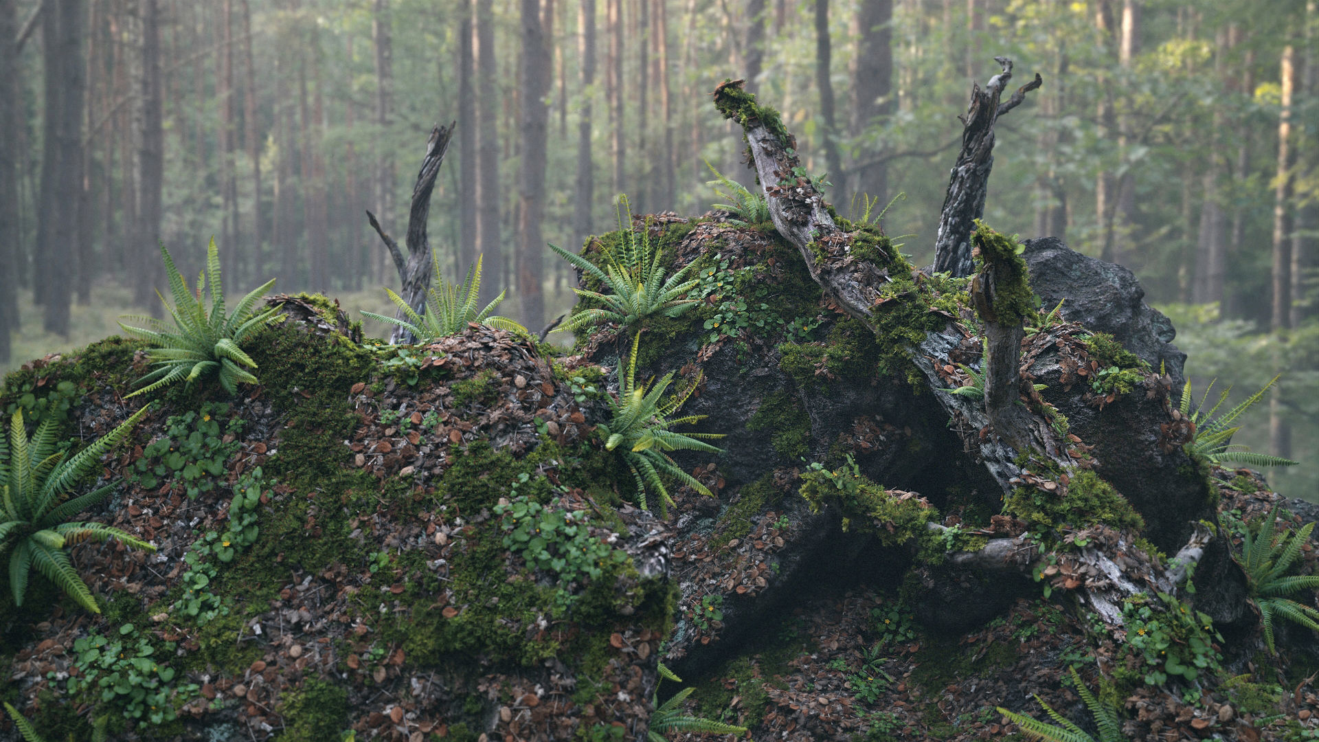 Moss Biome Ground Scatter - 3D AssetKit PBR Low-poly 3D model_2