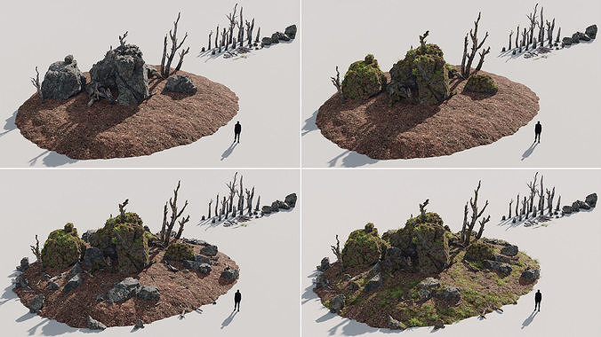 Moss Biome Ground Scatter - 3D AssetKit PBR Low-poly 3D model 5