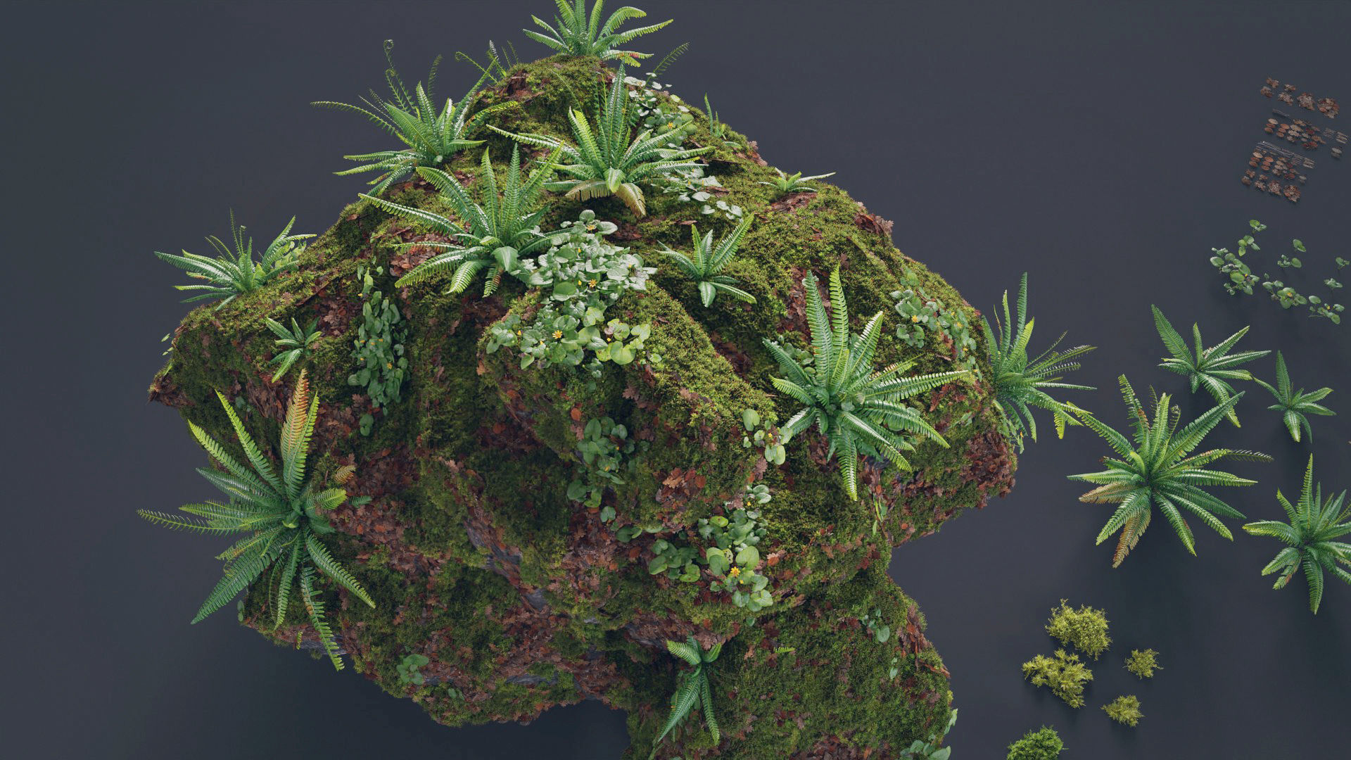 Moss Biome Ground Scatter - 3D AssetKit PBR Low-poly 3D model_7