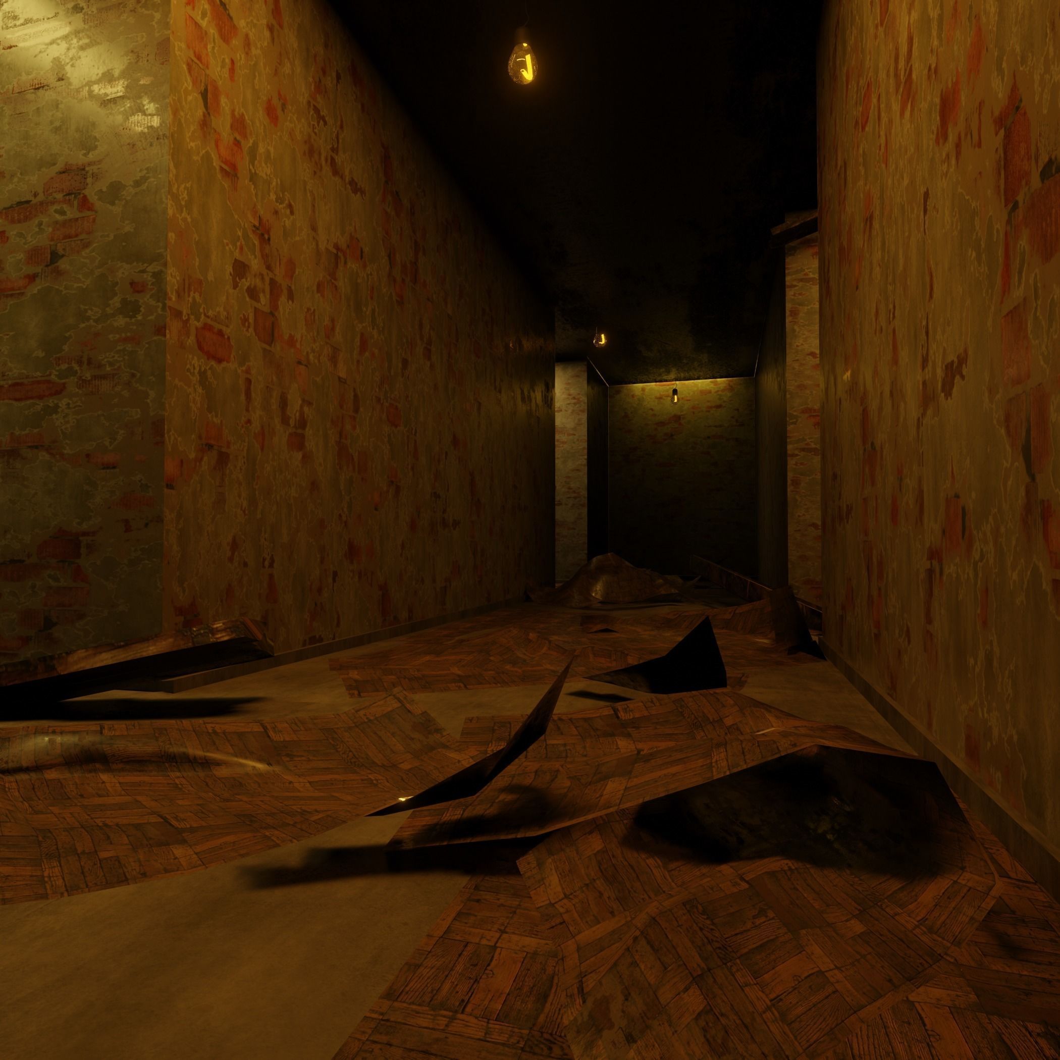 Damaged Hallway 3D model_5