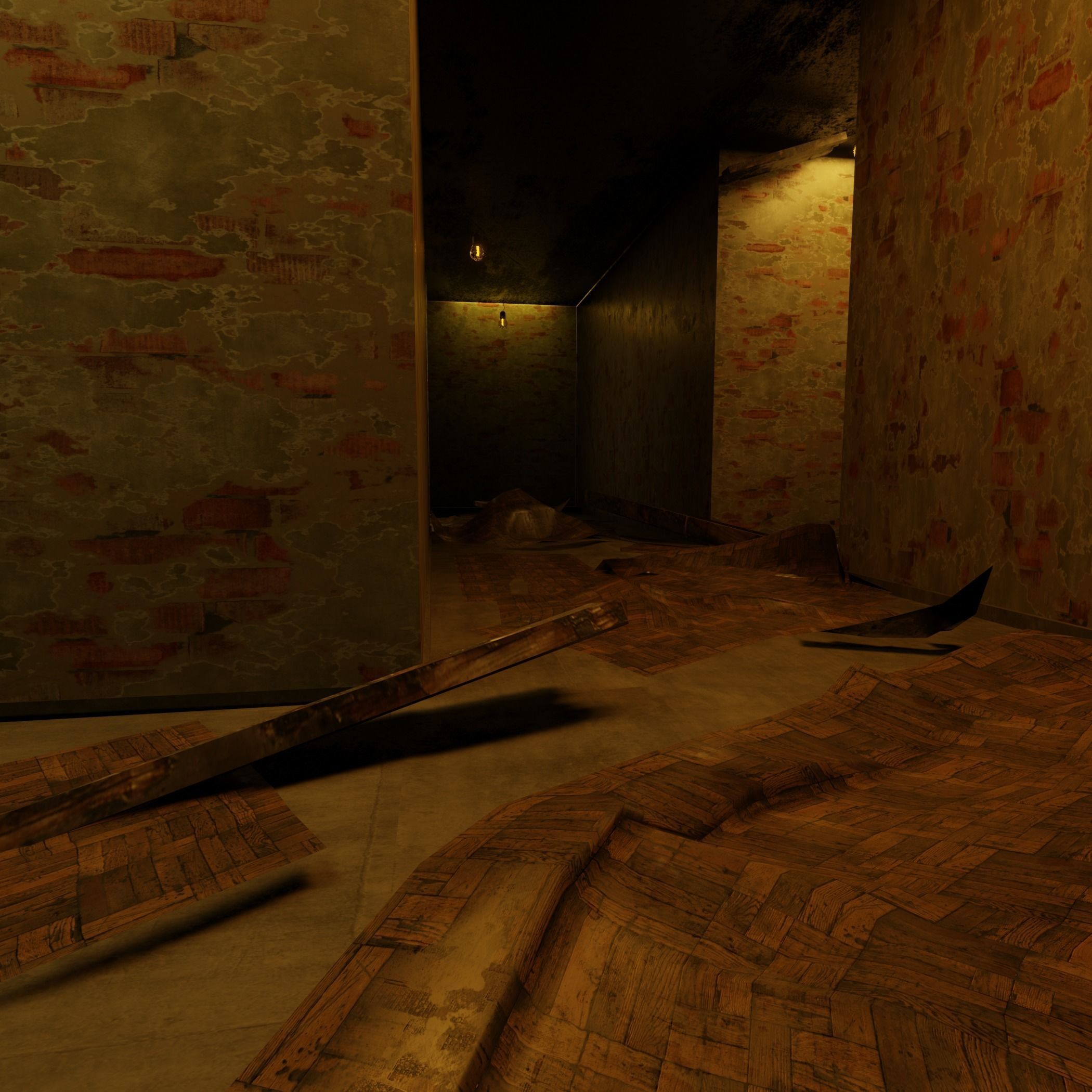 Damaged Hallway 3D model_4
