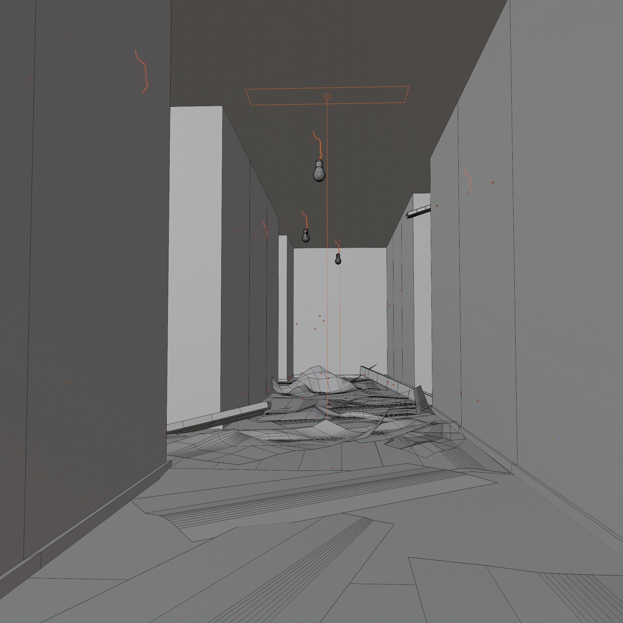 Damaged Hallway 3D model_6