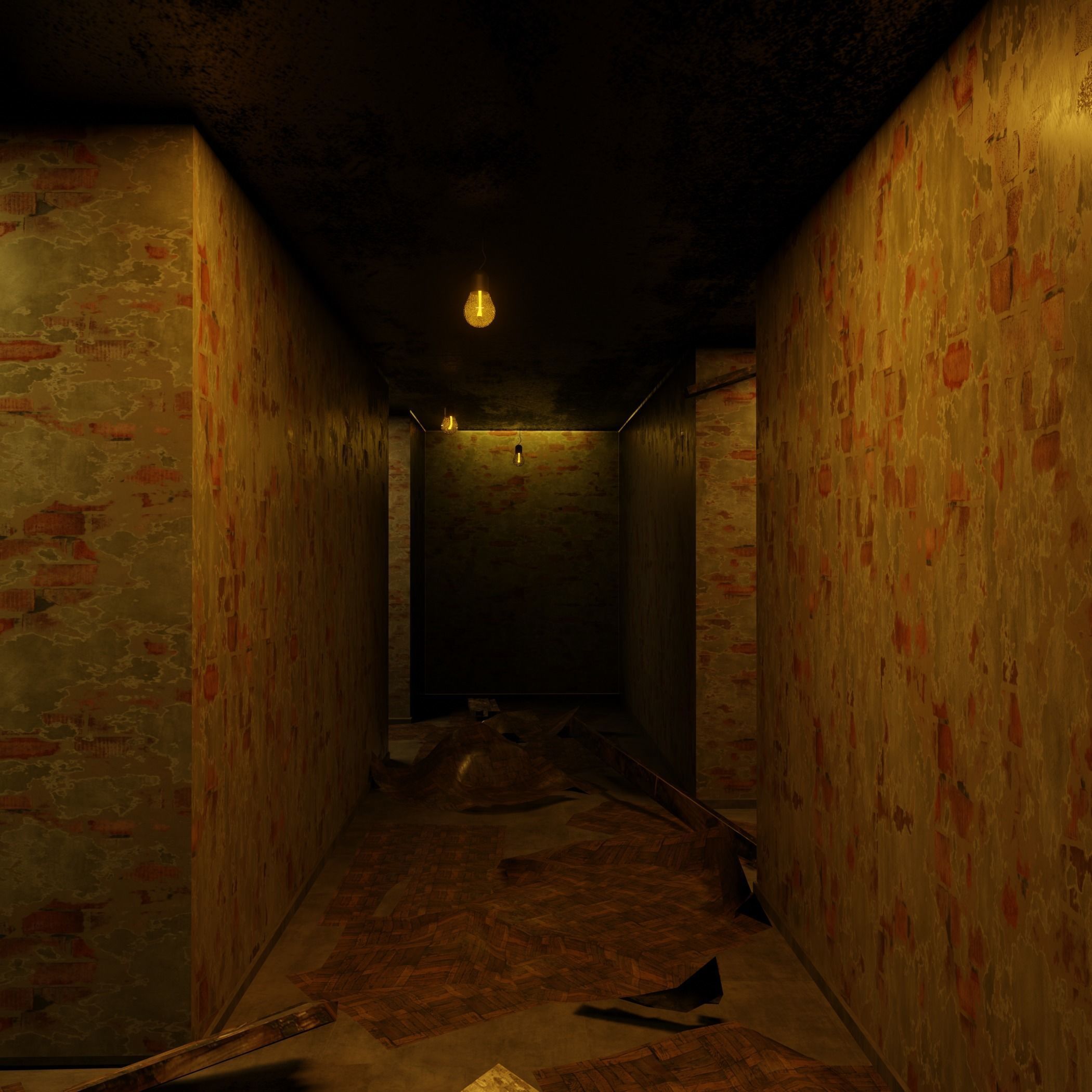 Damaged Hallway 3D model_1