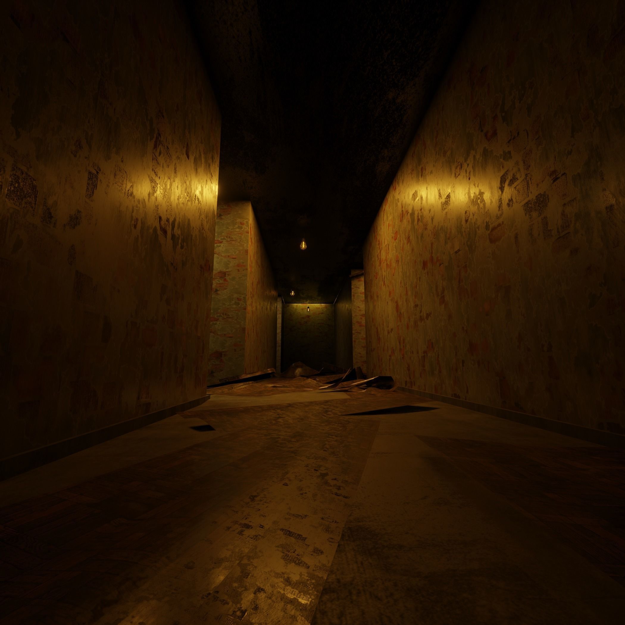 Damaged Hallway 3D model_3