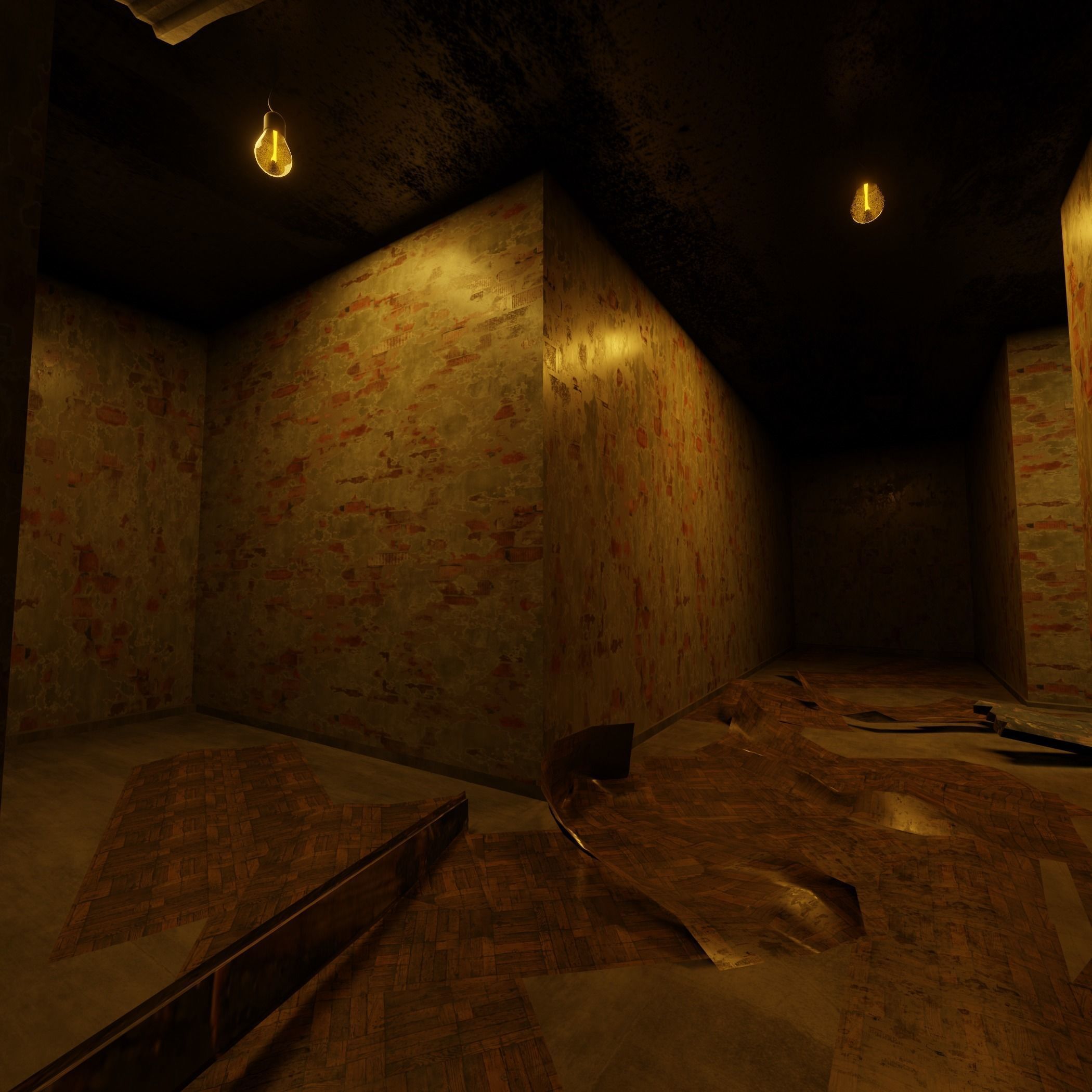 Damaged Hallway 3D model_2