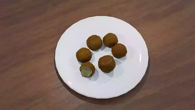 Falafel Collection Game Ready plate with four eggs