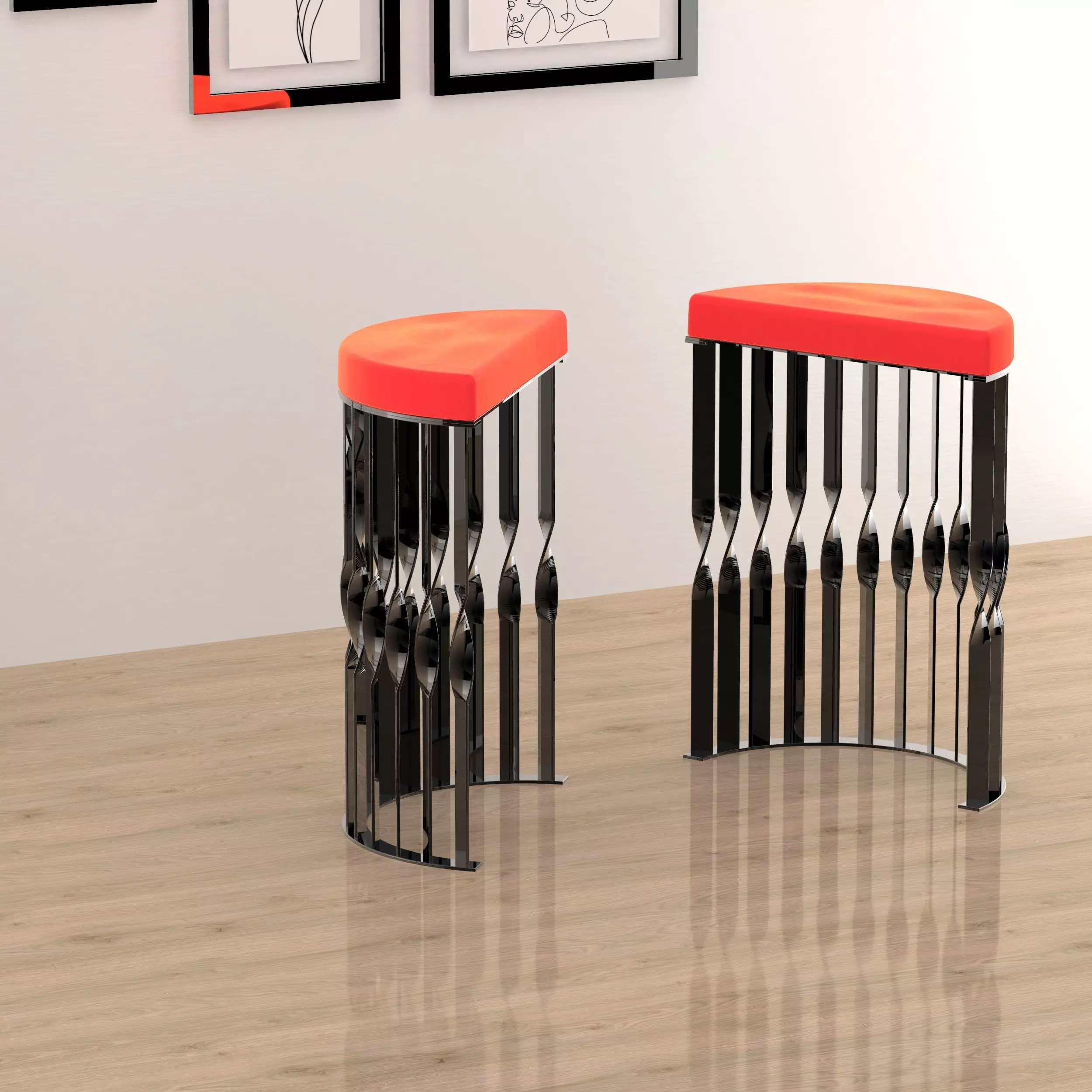 Designer Pouf Seat Low-poly 3D model