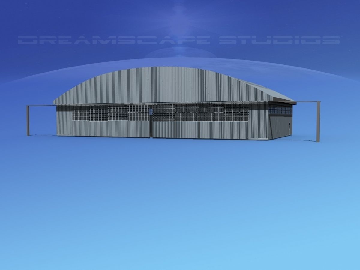 Aircraft Hangar M-1 Low-poly 3D model_6
