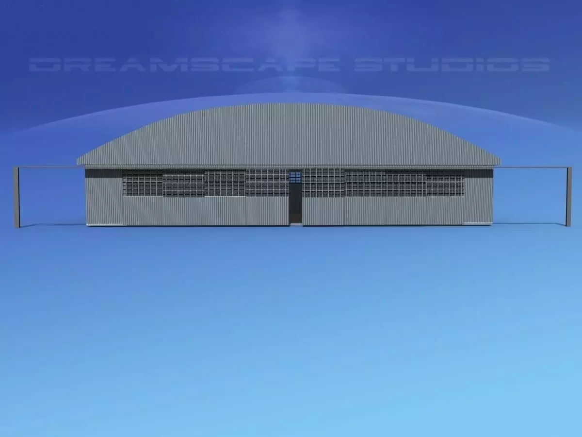 Aircraft Hangar M-1 Low-poly 3D model_0