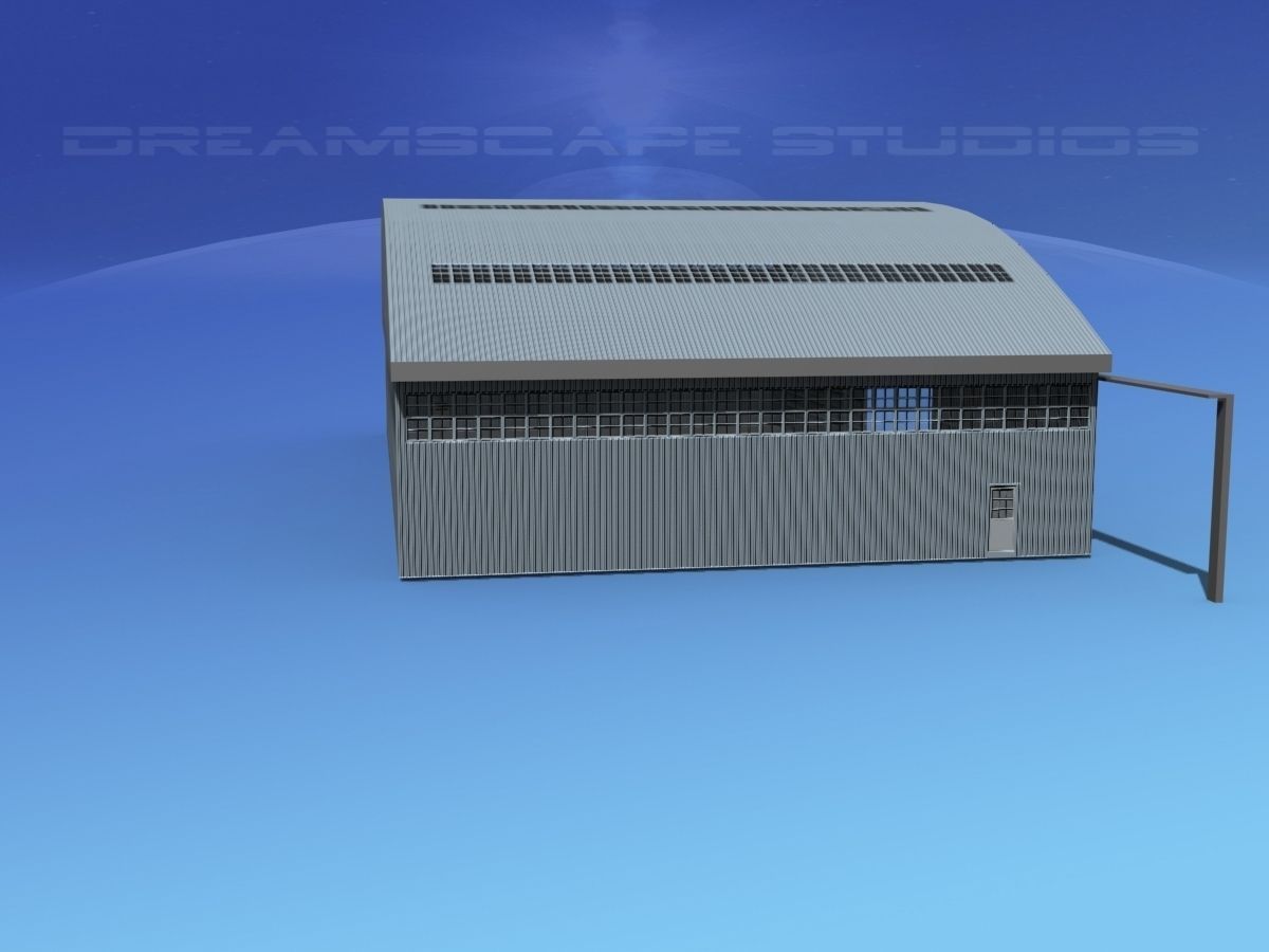 Aircraft Hangar M-1 Low-poly 3D model_2